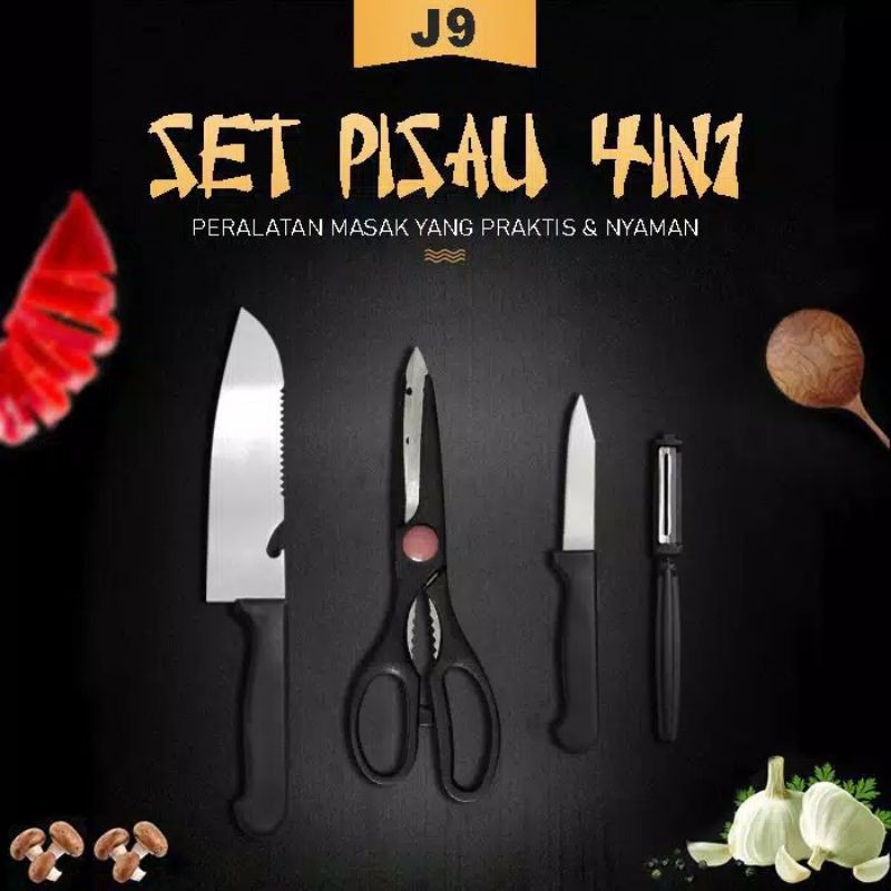 Knife Kitchen Set Premium Pisau Dapur Gunting Makanan Pisau Daging Pisau Buah Peeler