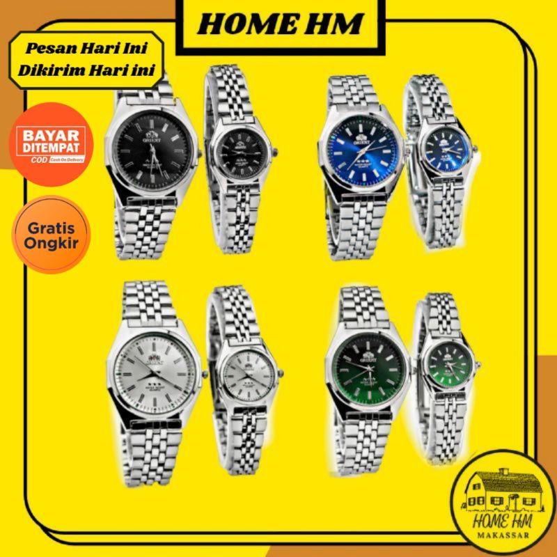 {HM} JAM TANGAN COUPLE ORIENT STAR RANTAI PRIA WANITA JAM TANGAN JAM PASANGAN