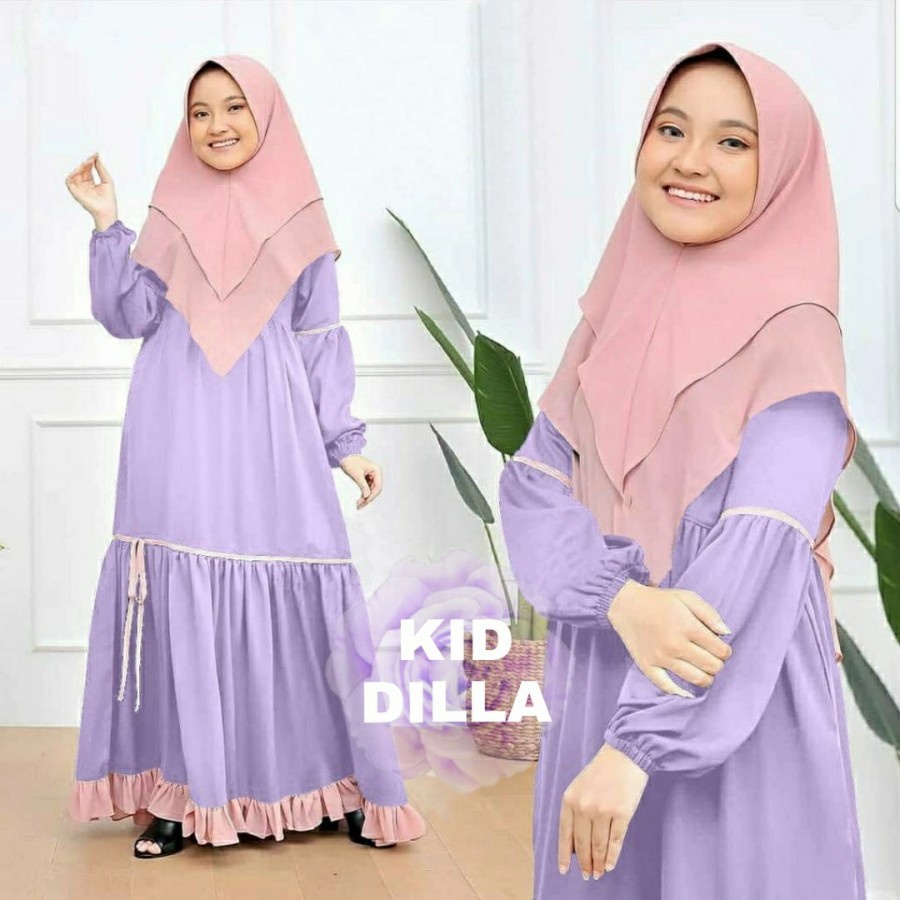 BAJU MUSLIM ANAK PEREMPUAN UMUR 7-10 TAHUN SETELAN GAMIS SYAR'I ANAK MURAH DRESS MUSLIM TERBARU 2021