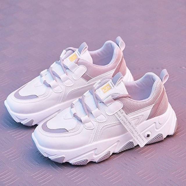 (COD/BAYAR DI TEMPAT) Sneakers Wanita Tali Korean Style Dasar Putih