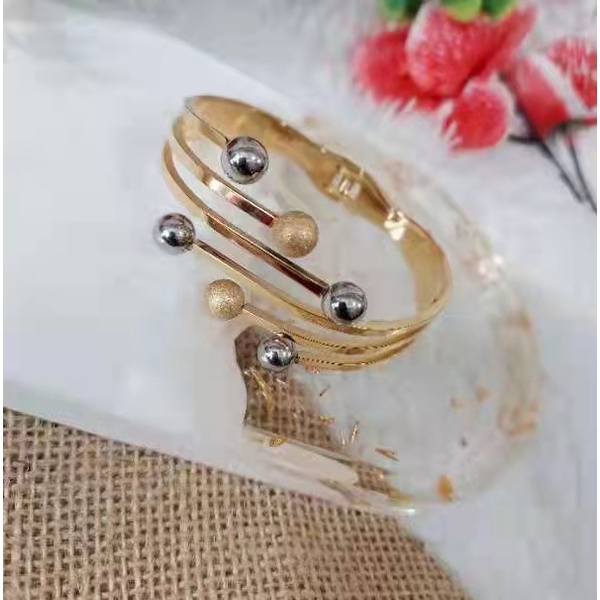 Gelang Titanium Biji Bola Perhiasan Fashion L49.50