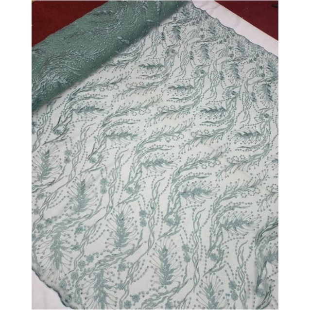 KAIN TULLE BORDIR/TILE MUTIARA/BAHAN KEBAYA BORDIR/BROKAT BORDIR MUTIARA