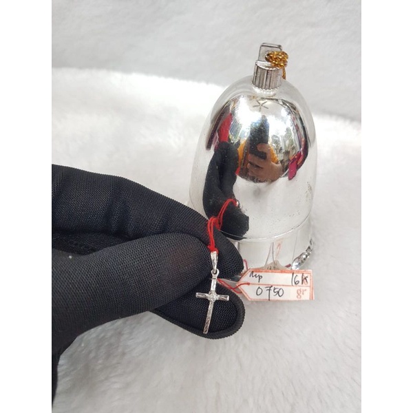 LT1399E115E liontin salib white gold permata emas putih asli berat 0.750 kadar 70% 16k