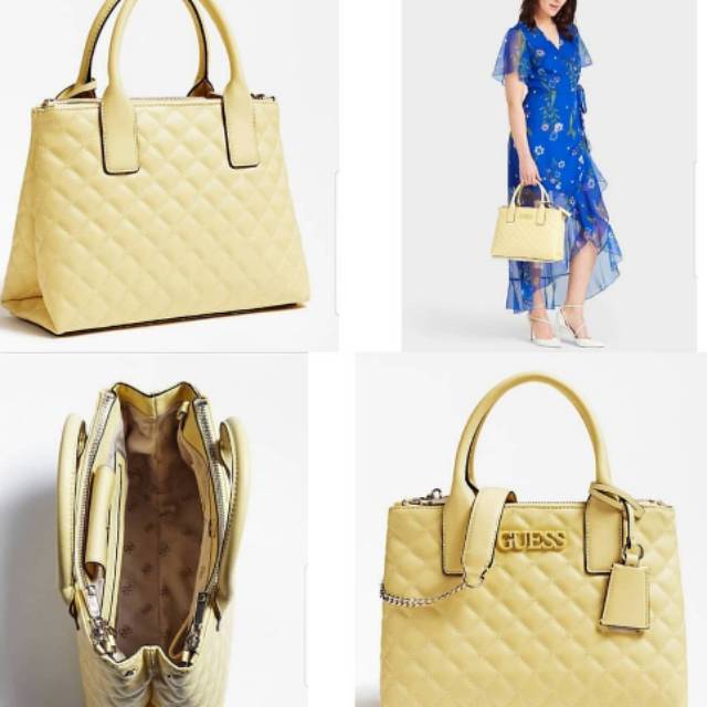 guess eliana quilted yellow bag