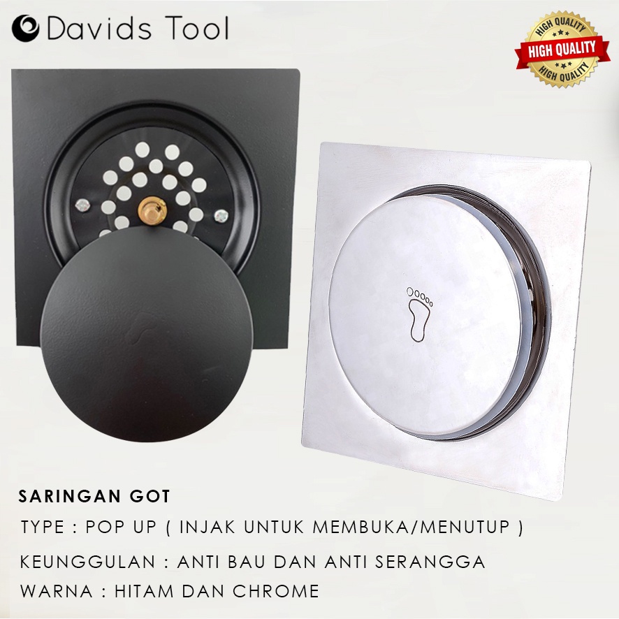 Pembuangan Air Kamar Mandi Floor Drain Anti Kecoa Saringan Got Injak