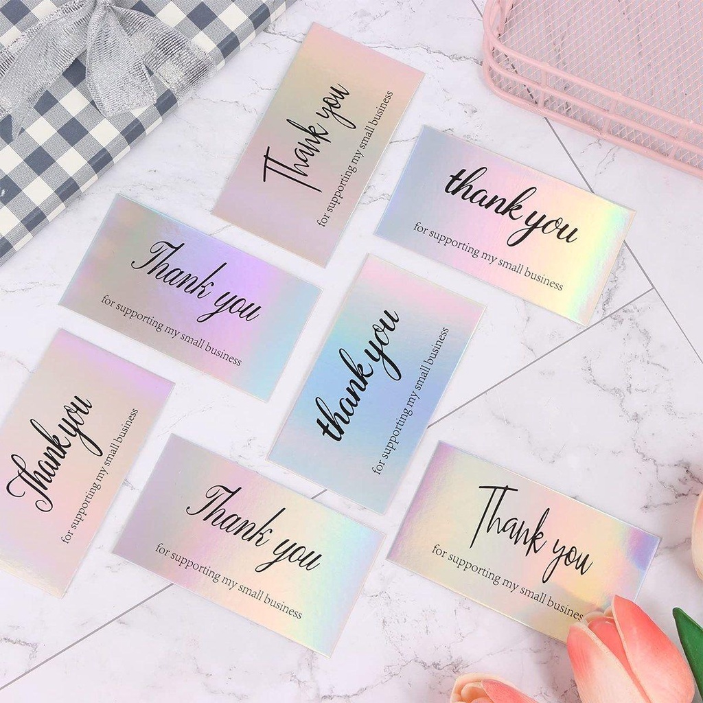 Nanas 50pcs Kartu Ucapan Terima Kasih Postcard Karyawan Laser Customer Shopping Gift Thankitude Card