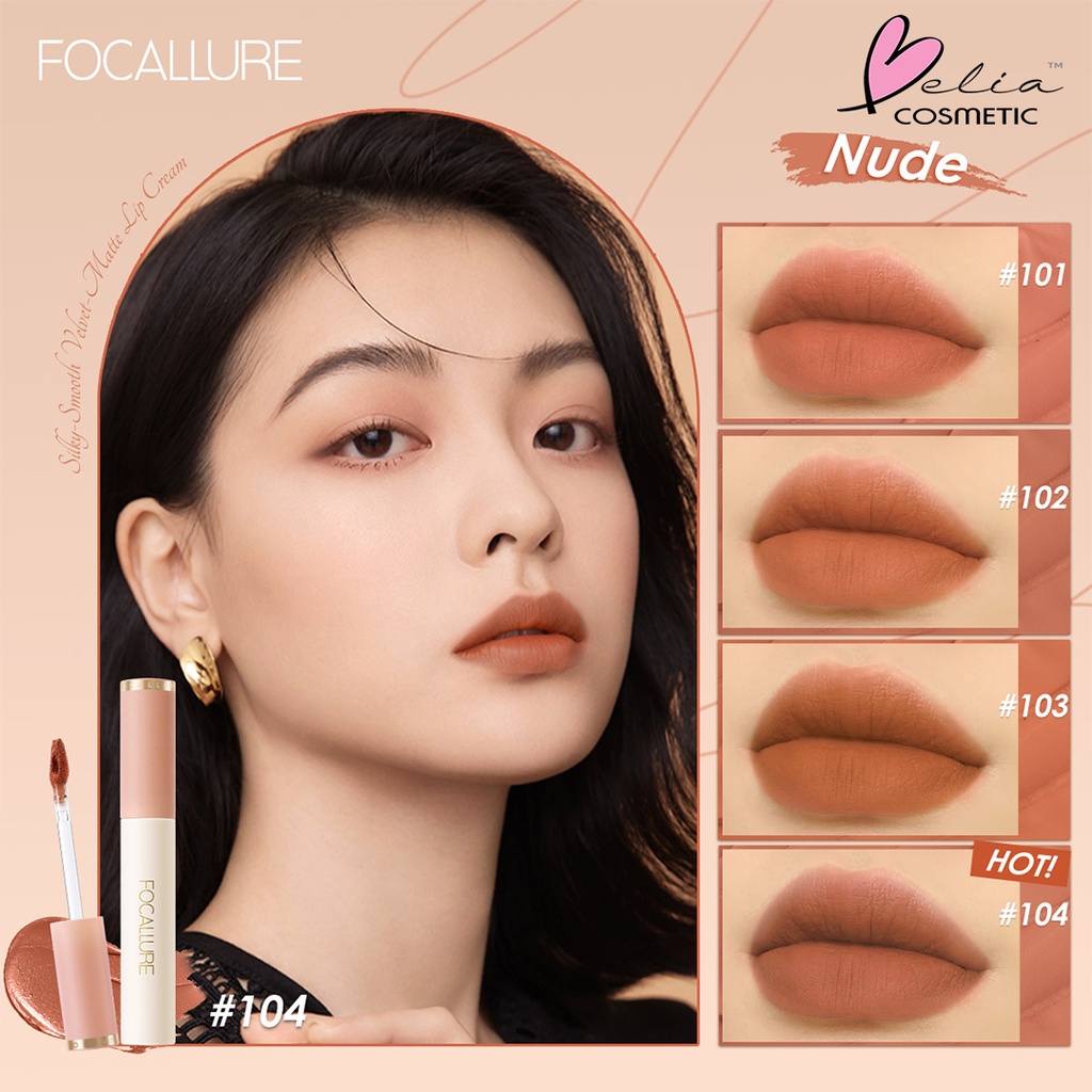 ❤ BELIA ❤ FOCALLURE Velvet Smooth Lip Glaze FA196 | Lip Cream | Lipstik | Lip Paint | Tahan Lama | Waterproof | BPOM