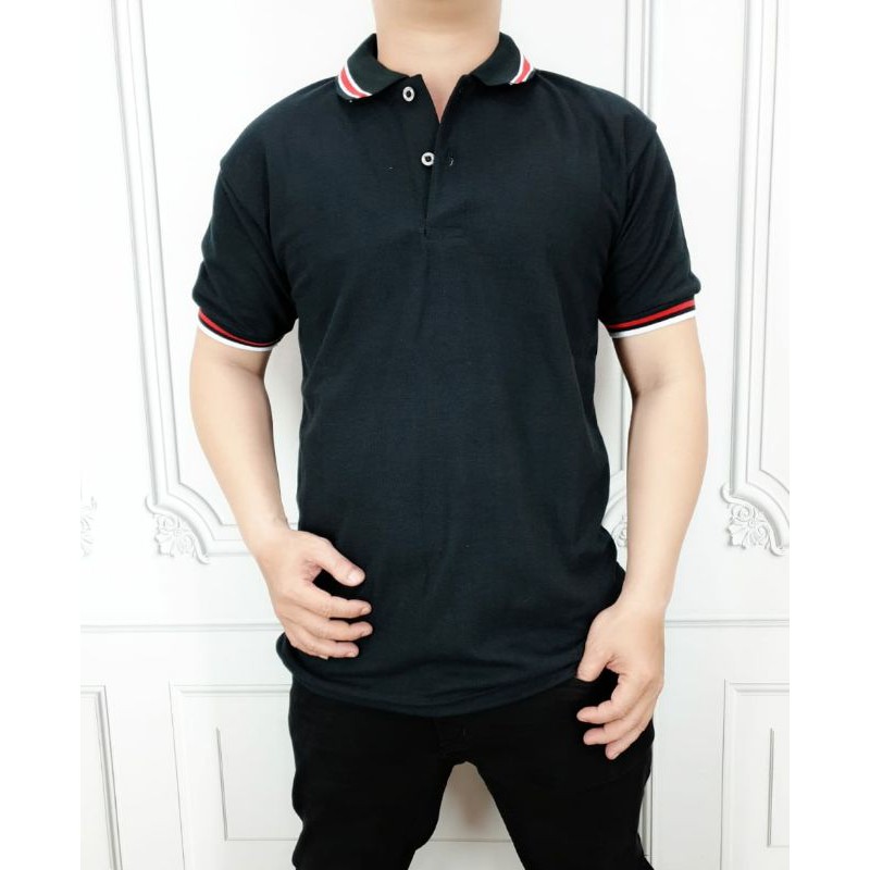 SF-KAOS KERAH PRIA HITAM / KAOS POLOS / KAOS KERAH / KAOS POLO