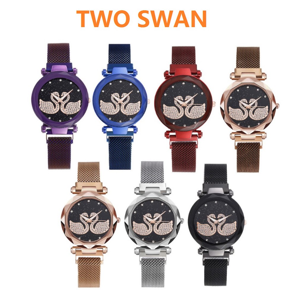 Jam Tangan Mewah Angsa SWAN A95 Magnet Mesh Korea Fashion Women's Wrist Watches