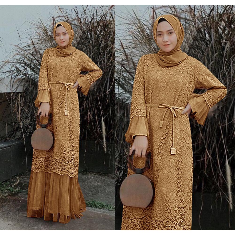 TERLARIS!! Zarky Maxi Dress Gamis Brukat Kekinian Pesta Kondangan Remaja Dewasa Wanita Fashion Muslim Premium Size Jumbo