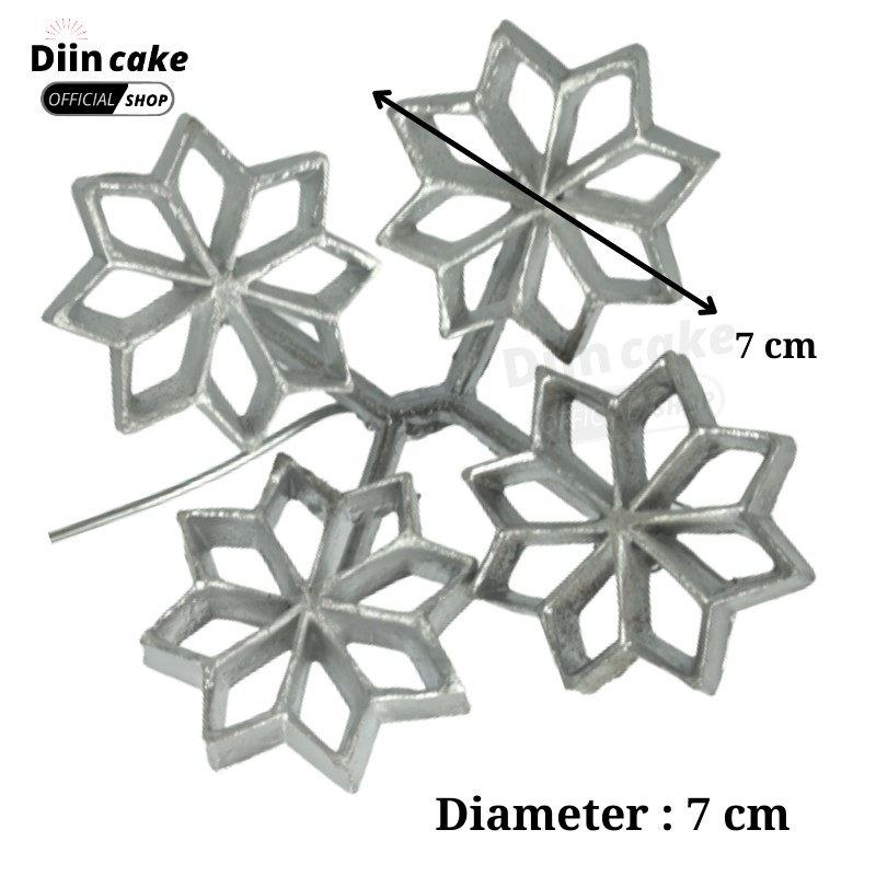 Cetakan Kue Kembang Goyang Bentuk Bunga / Bintang Cabang Gandeng isi 4 Jumbo