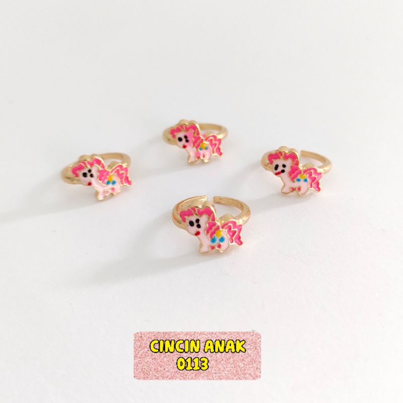 cincin anak titanium model karakter kuda poni CA0113 titanium lapis emas