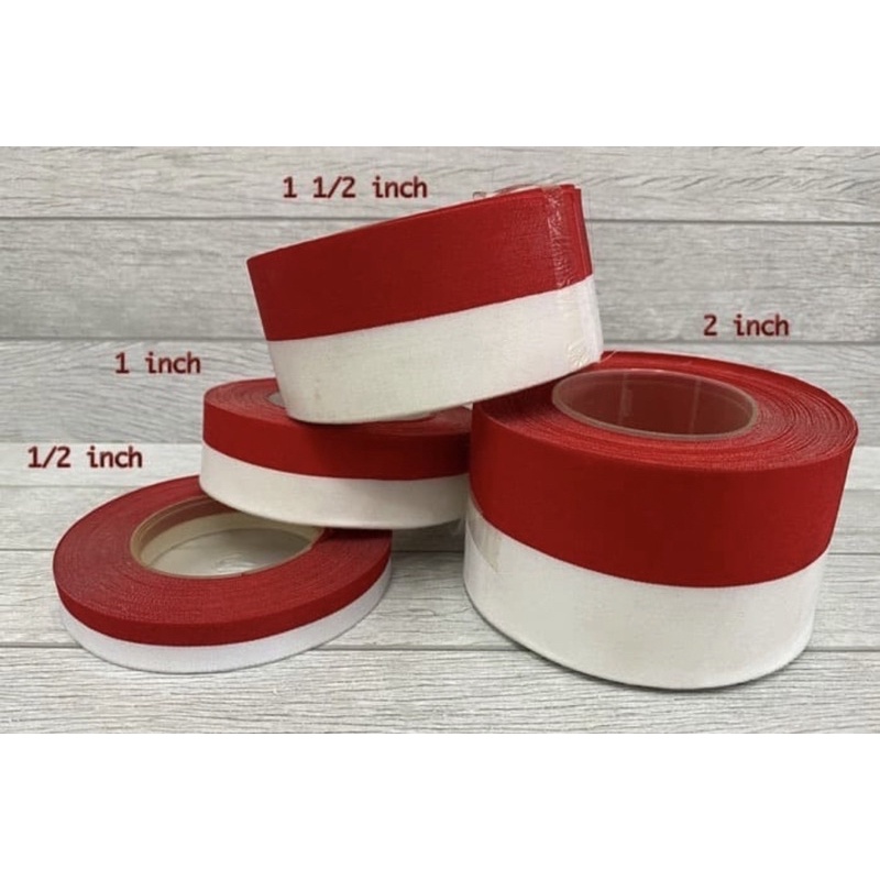 ( Rol 20 Yard ) PITA MERAH PUTIH - 1/2 INCH / 0.5IN / 2,5CM 11/2IN 4CM I LOVE INDONESIA / HIASAN KADO / DEKORASI PERAYAAN 17 AGUSTUS DIRGAHAYU KEMERDEKAAN HUT RI - INDEPENDENCE DAY