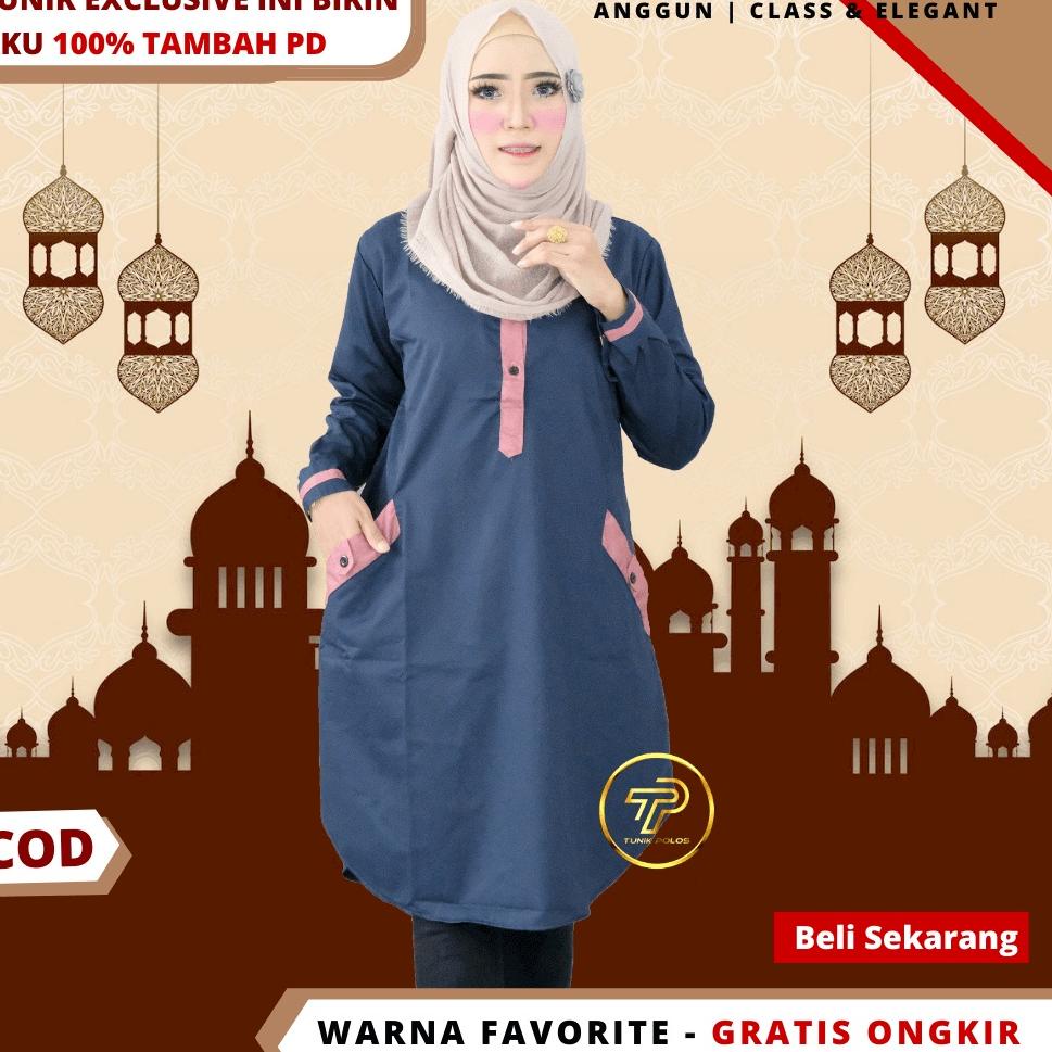 Baju Atasan Tunik Wanita2021 Remaja 2022 Polos Bahan Katun Toyobo Muslim Remaja Kekinian Premium Kom