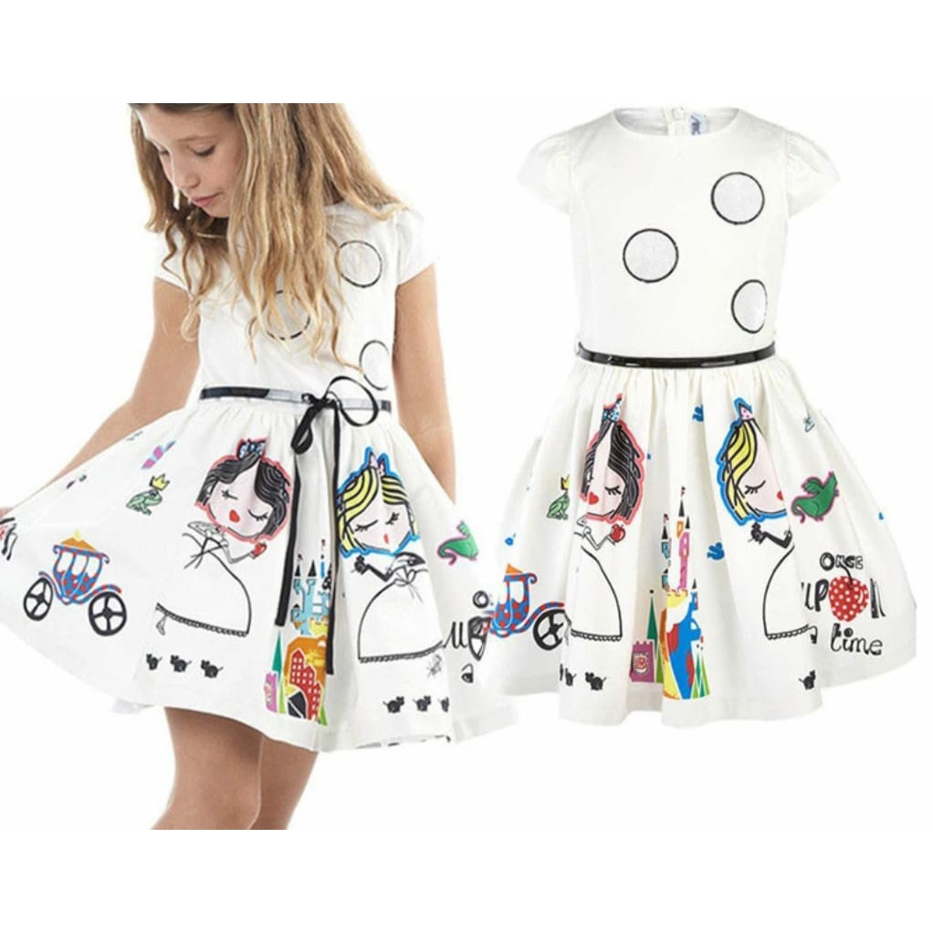 (COD) Kids ID Dress White / Fashion Anak / Pakaian Anak Perempuan / Dress