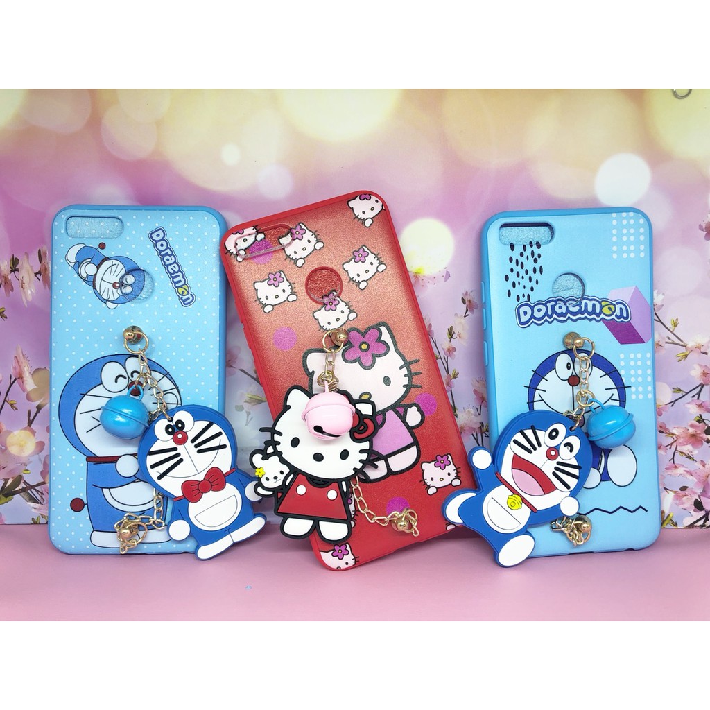 Softcase Silikon Lonceng karakter doraemon HelloKitty Keropi Samsung A6, A6+, J4 2018, J6 2018, Xiaomi Redmi Note 5/Pro, Pocophone F1, Vivo V11/V11i, V11 Pro, Huawaei Y7 Prime 2018/Y7 Pro, Oppo Realme 2