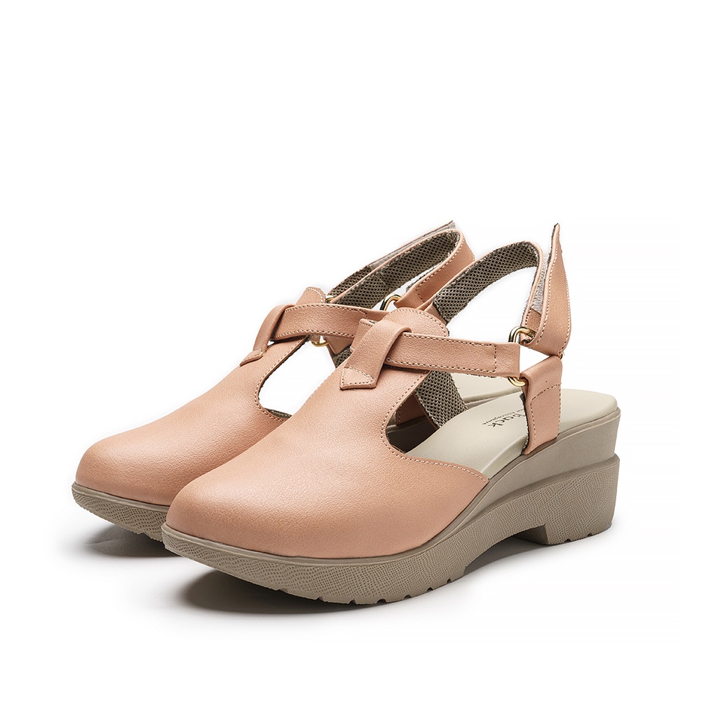 Sepatu Wedges Wanita Kasual Sandal Tali Winback Lena