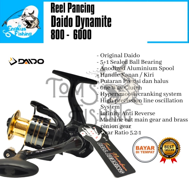 Reel Pancing Daido Dynamite 800 - 6000 (5+1 Seal Bearing) One Way Murah Berkualitas - Engkus Fishing