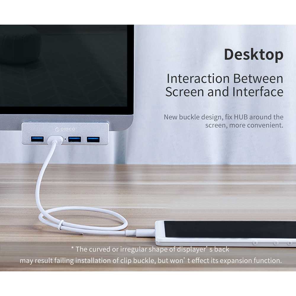 Orico USB Hub 3.0 Clip-on Type Aluminium 4 Port - MH4PU-Silver