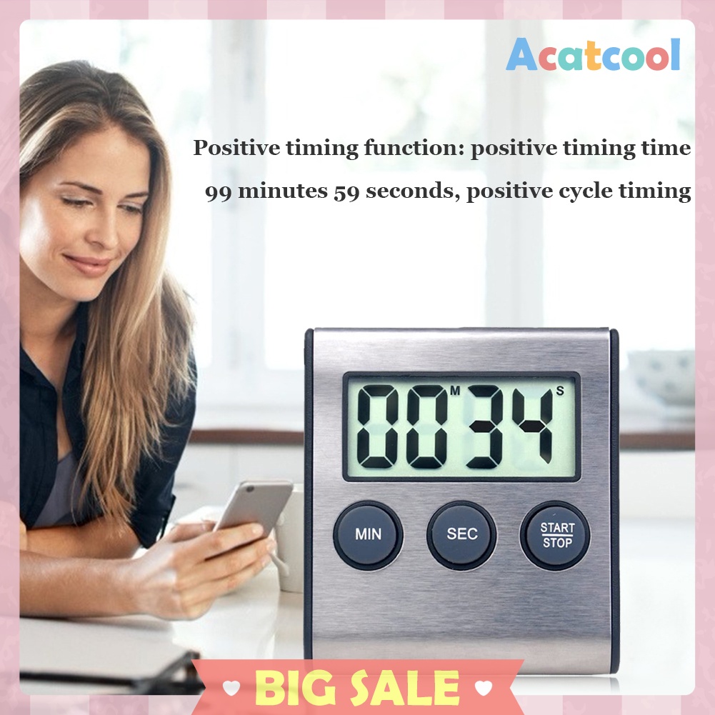 Kitchen Countdown LCD Digital Timer Cooking Alarm Reminder Magnet Clock