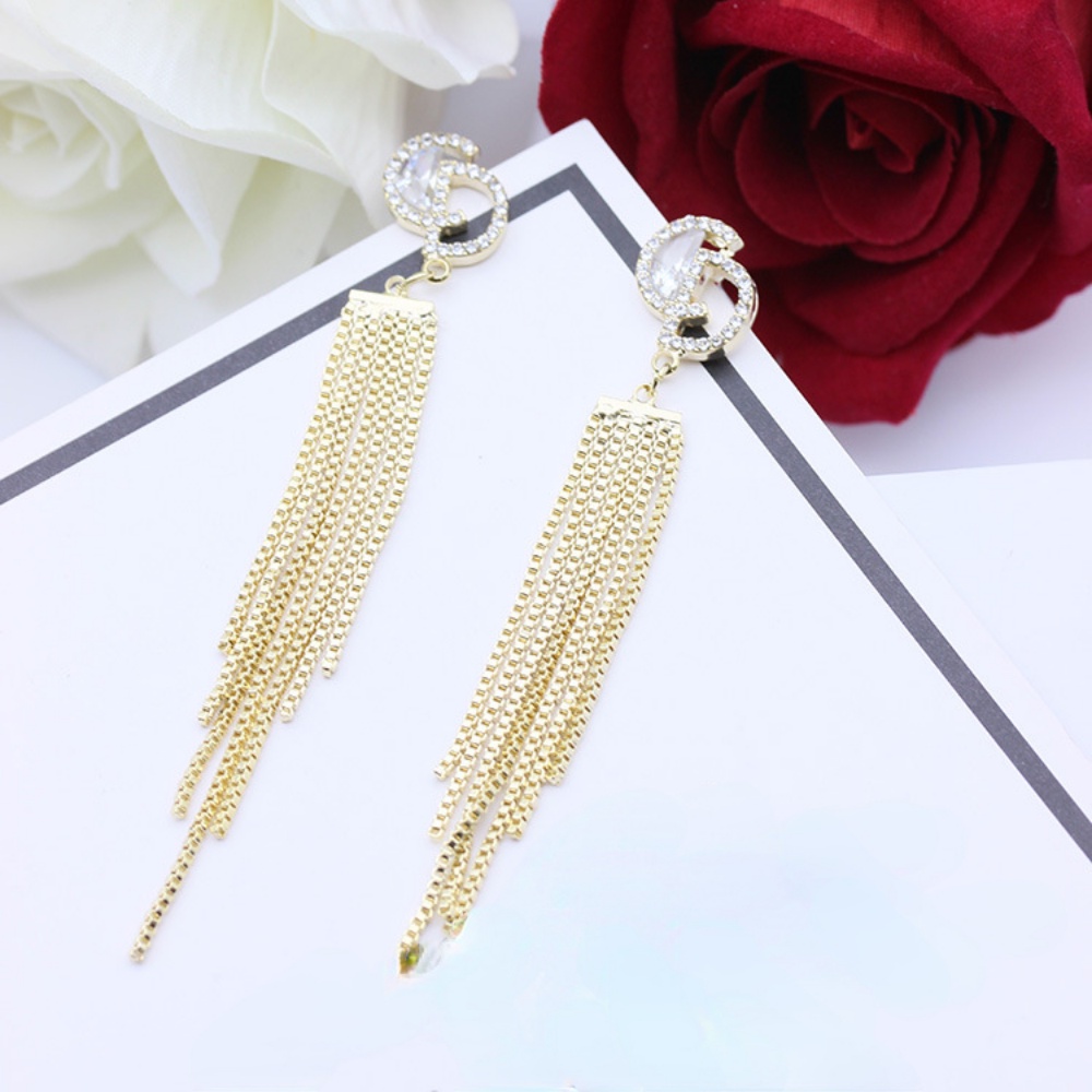 Anting Rumbai Panjang Bahan Zirkon Gaya Korea Untuk Wanita