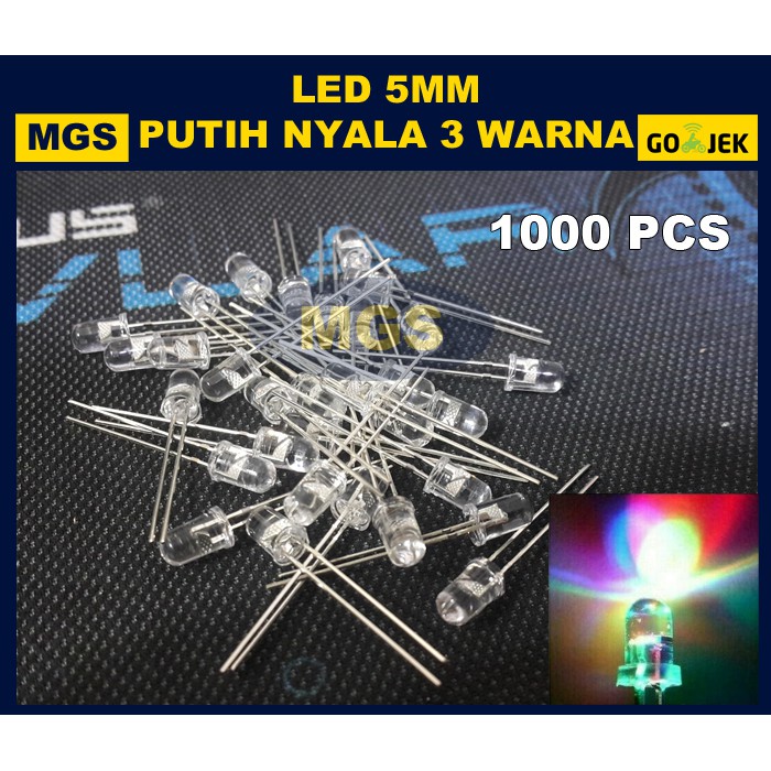 1000PCS LED 5mm 3 Warna