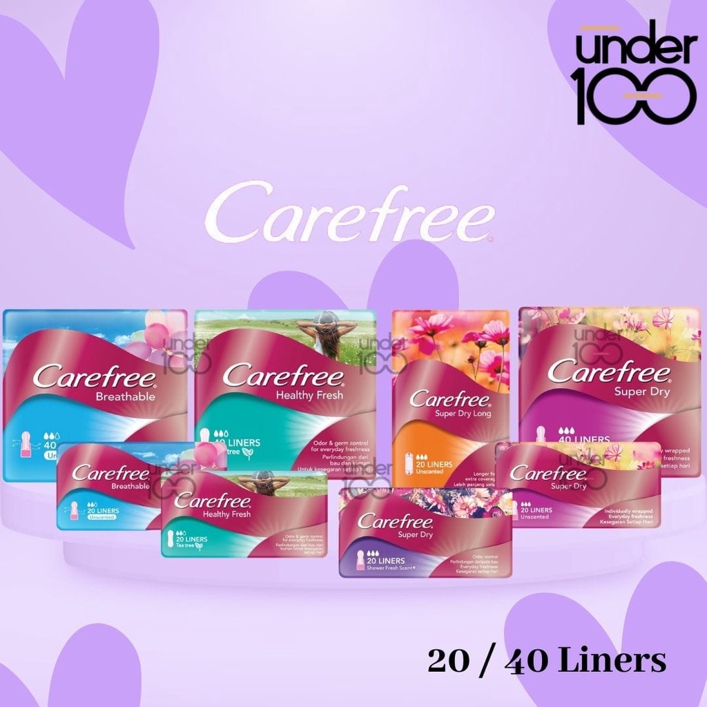 ❤ UNDER100 ❤ Carefree Healthy Fresh | Breathable | Super Dry | Long Unscented Fresh Scent Panty Liner Pembalut Wanita Segar &amp; Nyaman Setiap Hari 20s | 40s