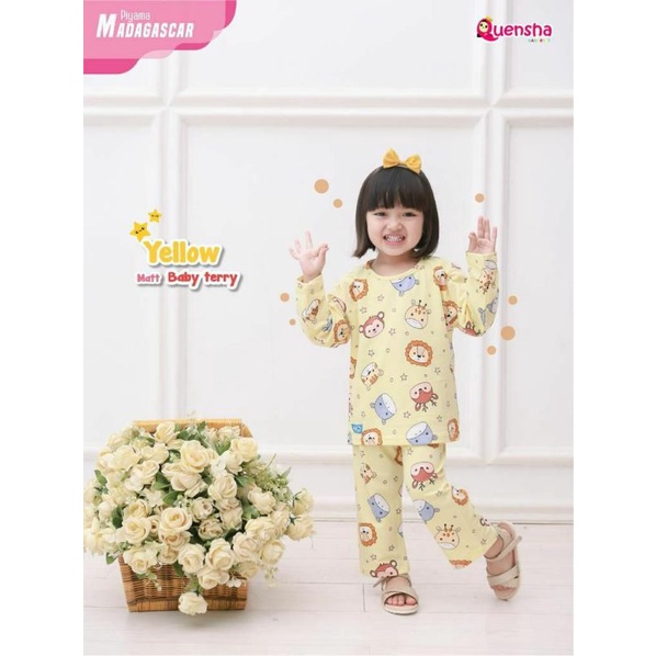(READY)PIYAMA ANAK MADAGASCAR BY QUENSHA/BAJU TIDUR ANAK MURAH BRANDED/GAMIS ANAK MURAH SET/MERAH/TE