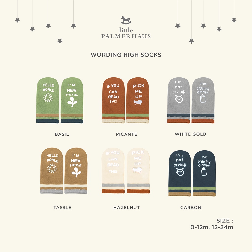 Little Palmerhaus - Wording High Socks / Kaos Kaki Bayi Umur 0 - 24 Bulan