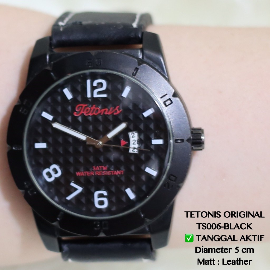 Jam tangan pria Original TETONIS tali kulit tanggal aktif leather laki cowok TS006