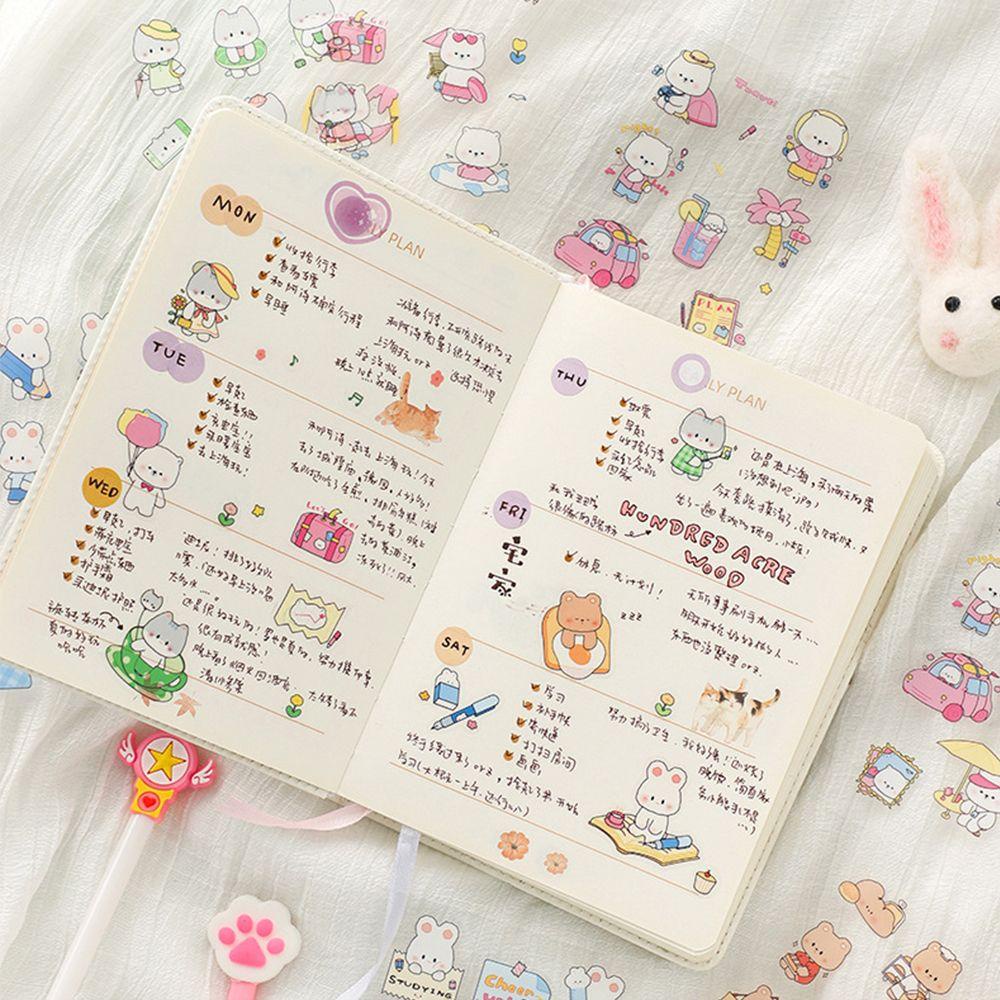 Lanfy Stiker Dekorasi Akun Tangan Kartun Siswa Perlengkapan Sekolah Perekat Diri Kawaii Stationery Sticker