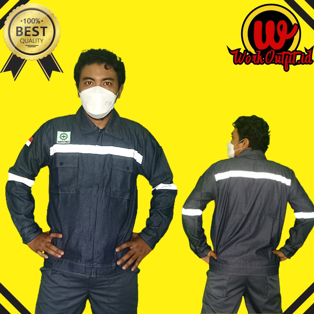 Baju Safety Kemeja Wearpack | Seragam Proyek Full Denim Bahan Jeans