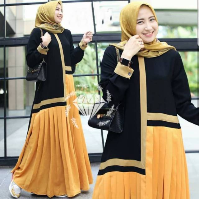 gamis remaja terbaru 2022 lebaran kekinian pesta Kr maxi arrifah /Baju Gamis Syari Muslim Brukat Wan