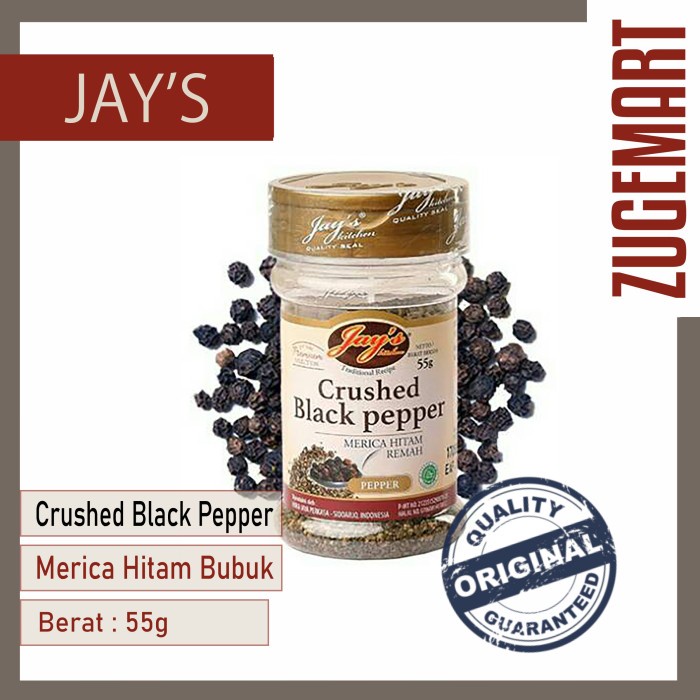 

Jays Crushed Black Pepper / Merica Hitam Remah / Jay's / Jays - 55 gr