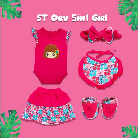 SETELAN BAYI DEVINITA 5IN1 / SET PAKAIAN BAYI DEVINITA 5IN1 MURAH/ TERLENGKAP