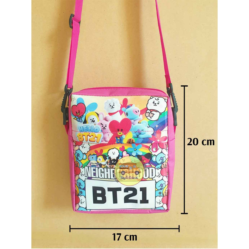 Tas Anak selempang / sling bag anak / tas anak karakter BTS bt21 LOL