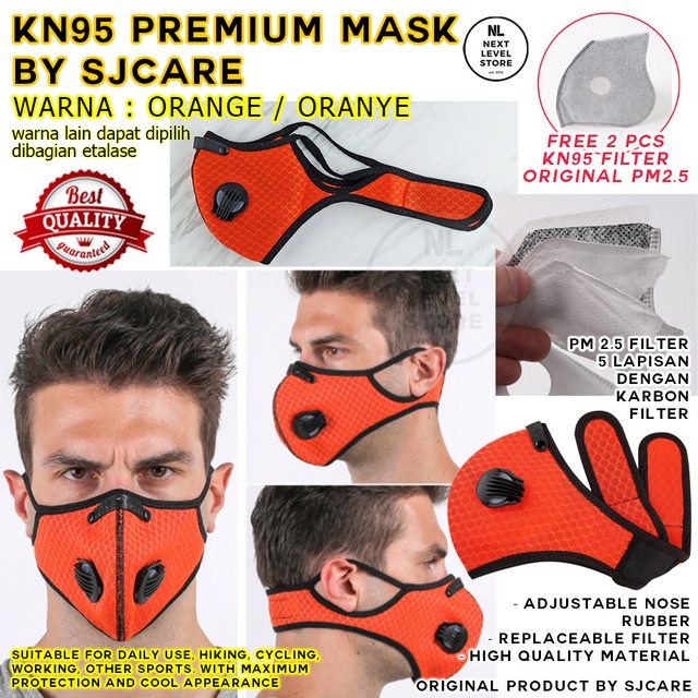 KN95 Premium Mask Masker Olahraga Cycling Sepeda Sport N95 - ORANGE