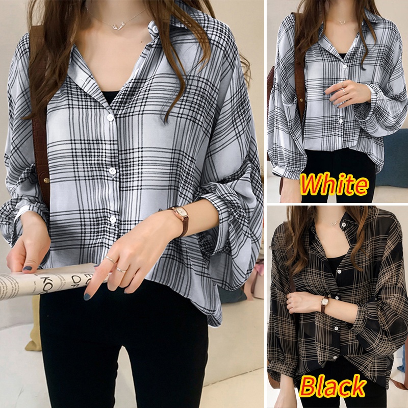 ZANZEA Women Long Sleeve Blouses Casual LooseSummer Autumn Plaid Work Shirt