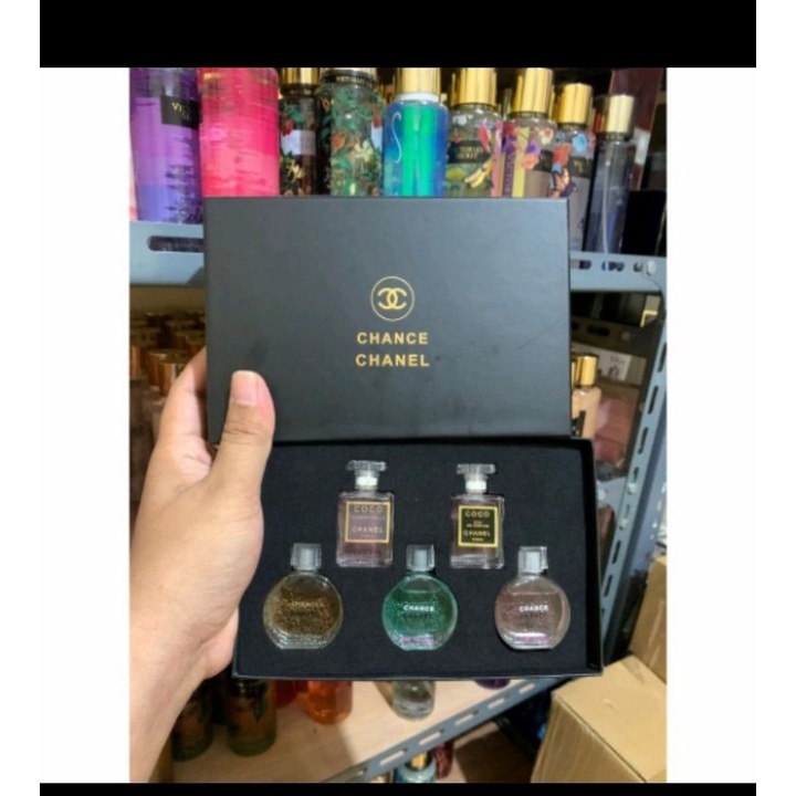 promo parfum set chanel box hitam/parfum miniature ori