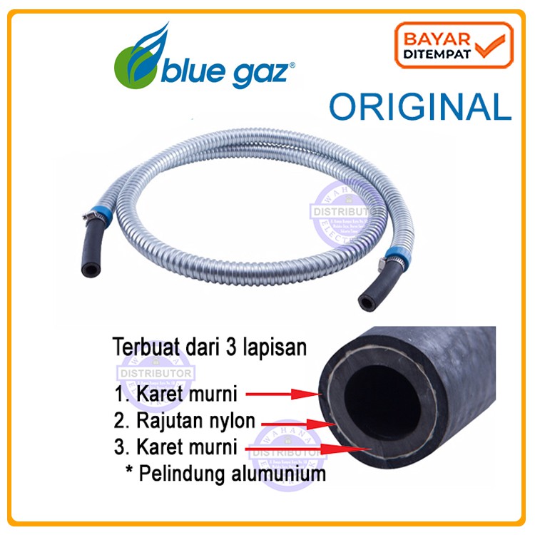 Selang Gas Blue Gaz Karet Murni Berkualitas Dijamin 100% Ori & Aman