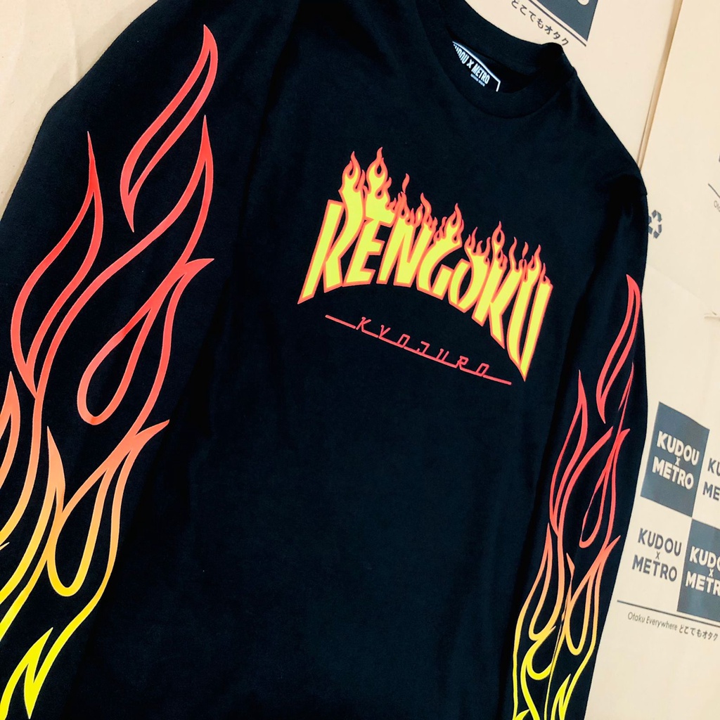 Longsleeve Rengoku Flame Hashira Anime Manga Demon Slayer Kimetsu No Yaiba Unisex