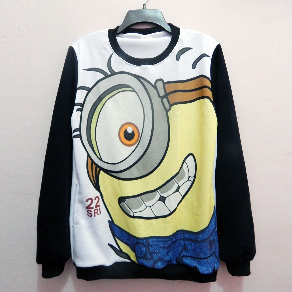 Sweater Minion One Big Smile Bahan Halus Lembut Tebal Full Print Sublim Bisa Custom