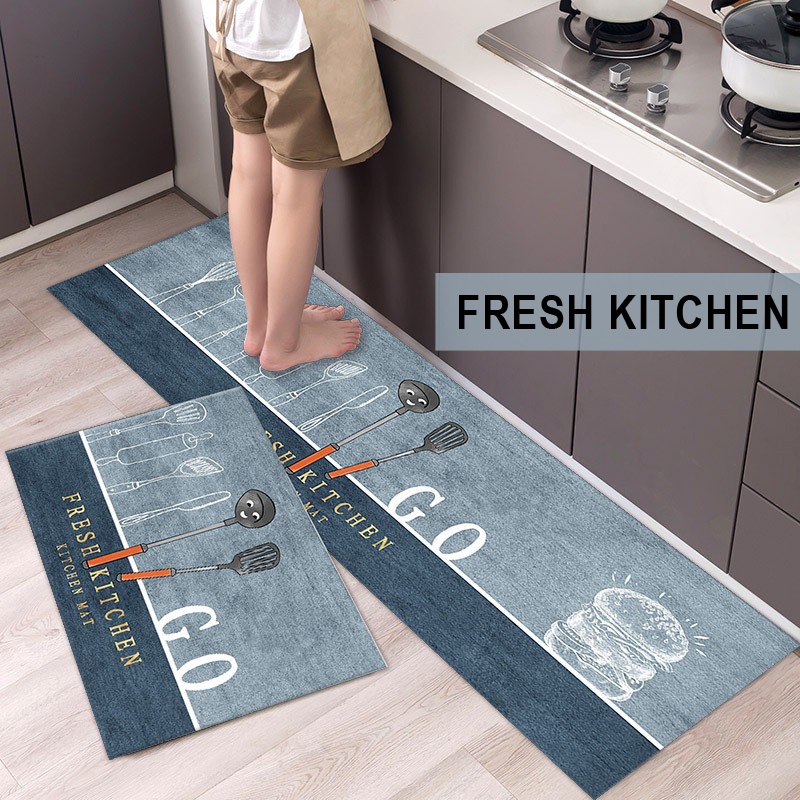 Keset Anti Slip Lantai Dapur Kamar Tidur Kamar Mandi Door Mat Kaki Karpet 2 in 1