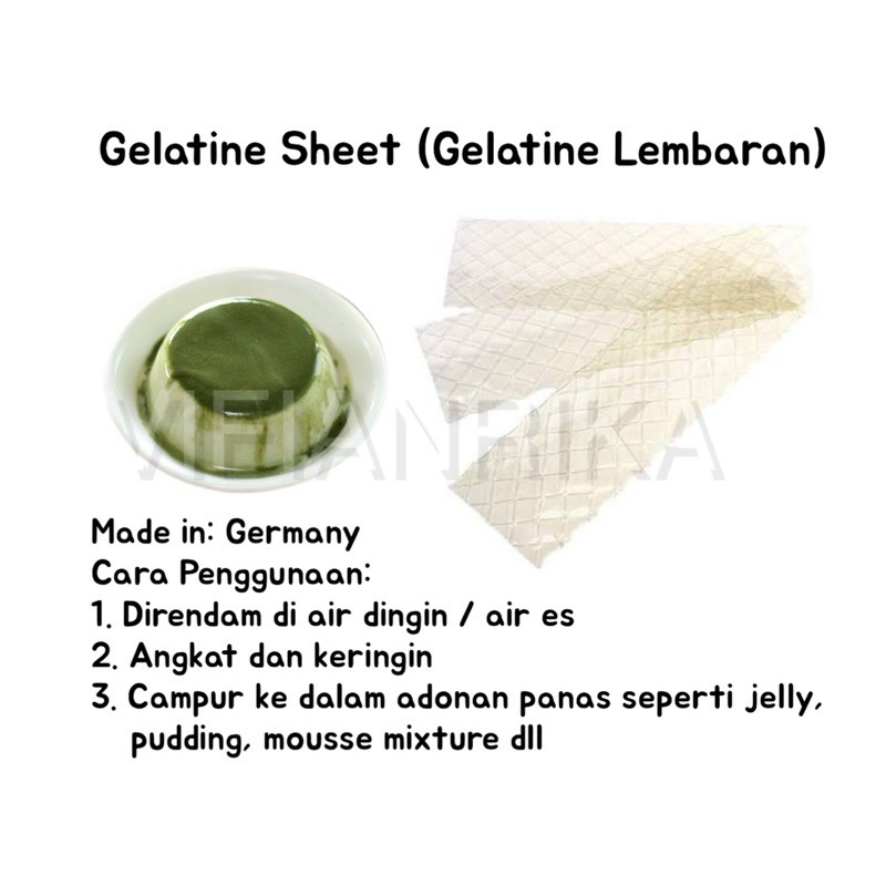 

Gelatin Gelatine Sheet Lembaran isi 5 lembar