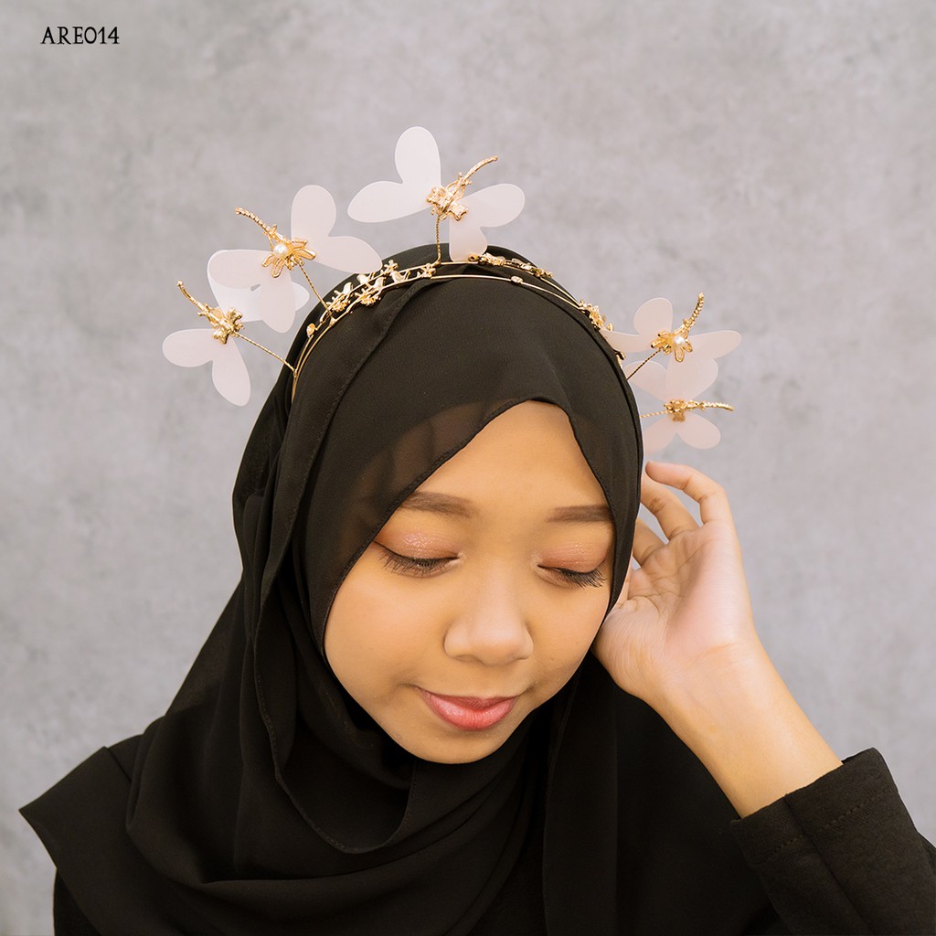 [BISA COD] BANDO WANITA AKSESORIS BRIDAL SHOWER CAPUNG GOLD ARE014