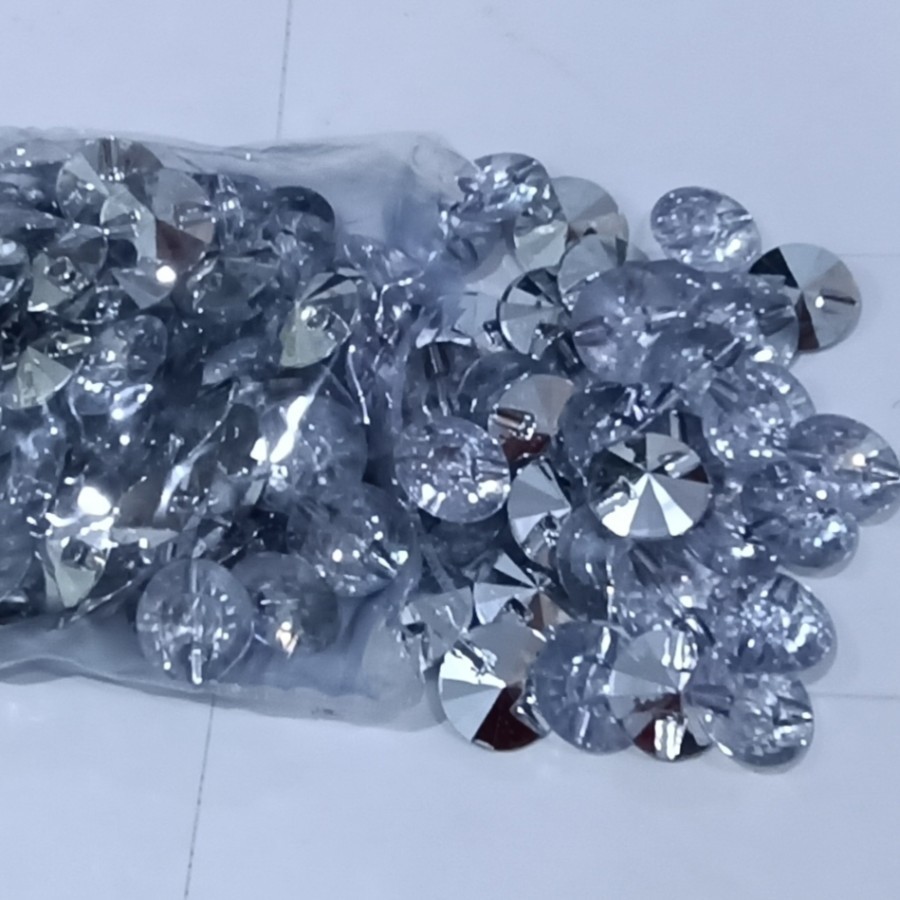 100 PCS Kancing Kristal Bening Diameter 11,13,15,18mm - Kancing Kristal Bening