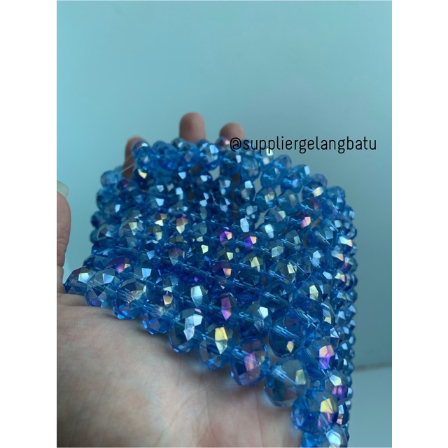 Crystal Ceko 14mm BIRU UNGU KUARSA kuarsa kristal blue purple quartz bahan kalung gelang anting strap mask kerajinan tangan craft citayam fashion week etink vintage elegan bali manik crystal