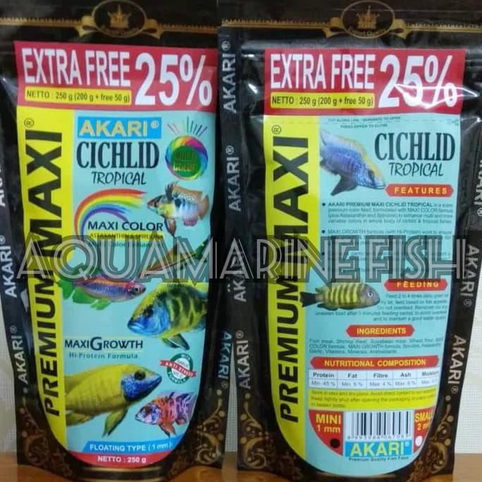 

Akari Premium Maxi Cichlid Tropical Multi Color 250gr makanan ikan