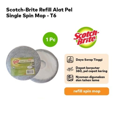 KAIN LAP PEL REFILL ISI GANTI 3M SINGLE SPIN MOP SCOTCH BRITE MICROFIBER BULAT