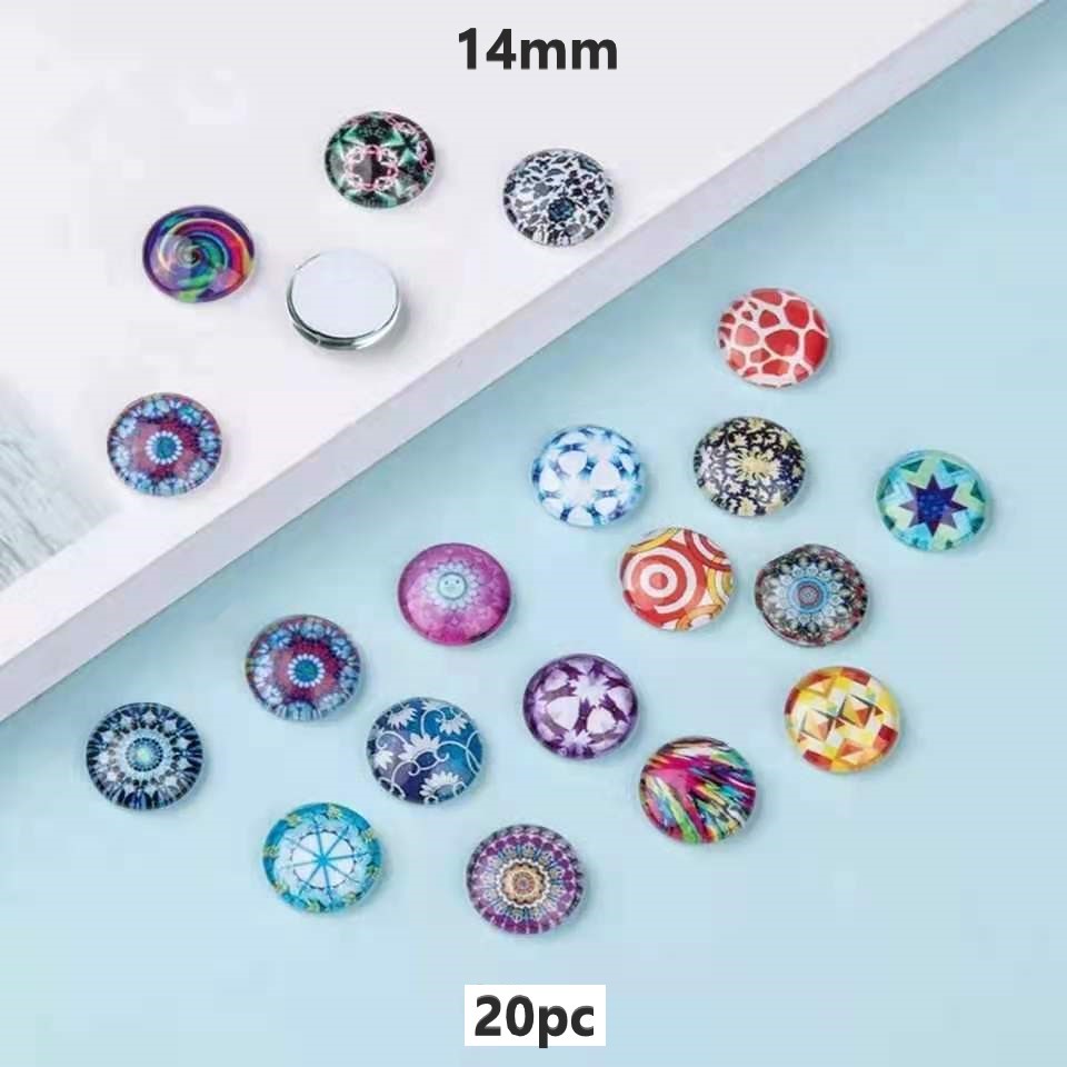 Campuran Kaleidscape Mata Foto Kaca Cabochon Uk 14mm Perhiasan Bulat Liontin/Anting Harga/20pc